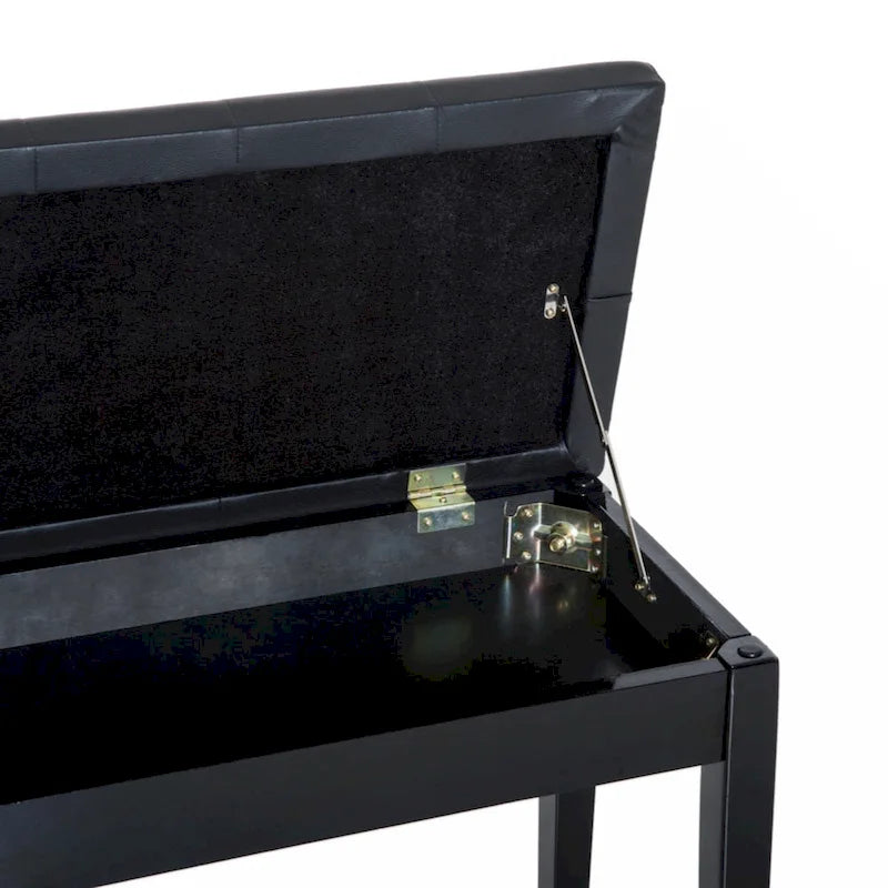 Tabouret de piano Duet avec coussin rembourré en similicuir et cadre en bois, banc de clavier capitonné, noir