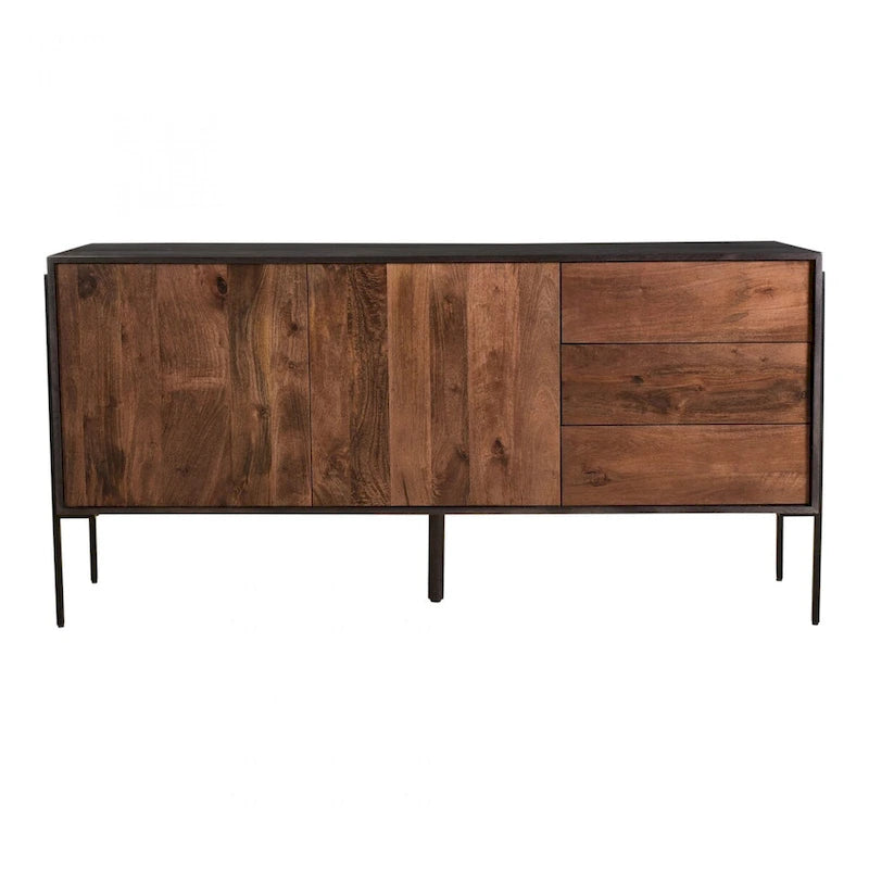 Buffet en bois de manguier massif fabriqué à la main avec finition grain naturel