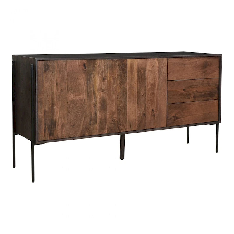Buffet en bois de manguier massif fabriqué à la main avec finition grain naturel