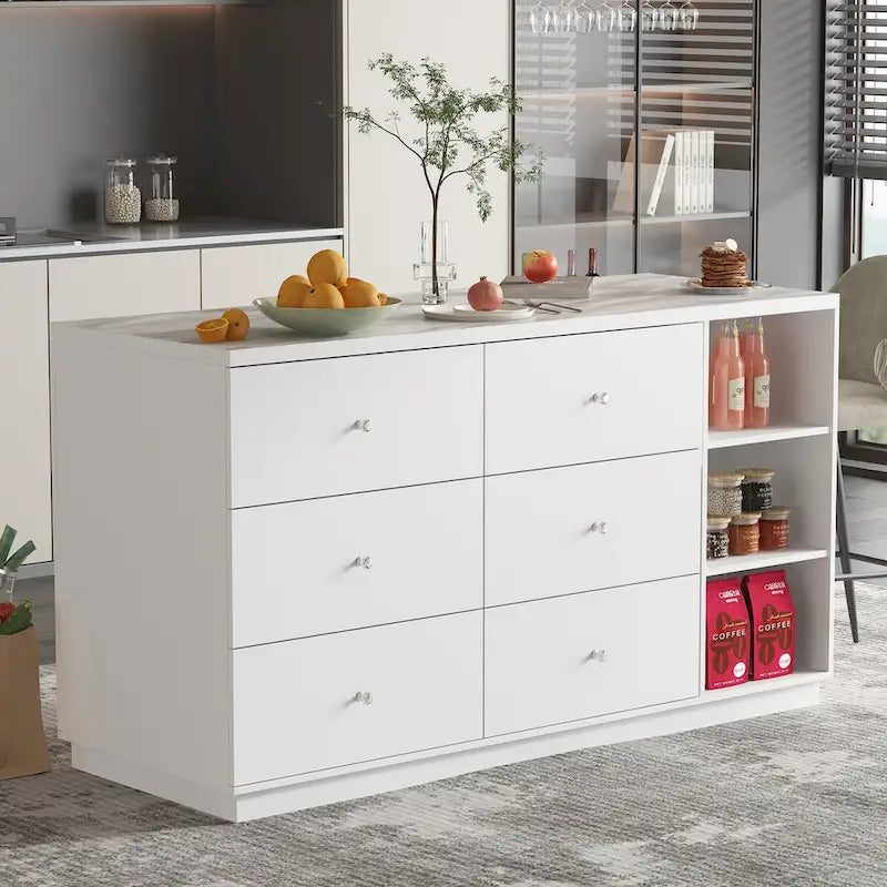 Bahut blanc avec de nombreux compartiments de rangement pour la maison moderne - 63