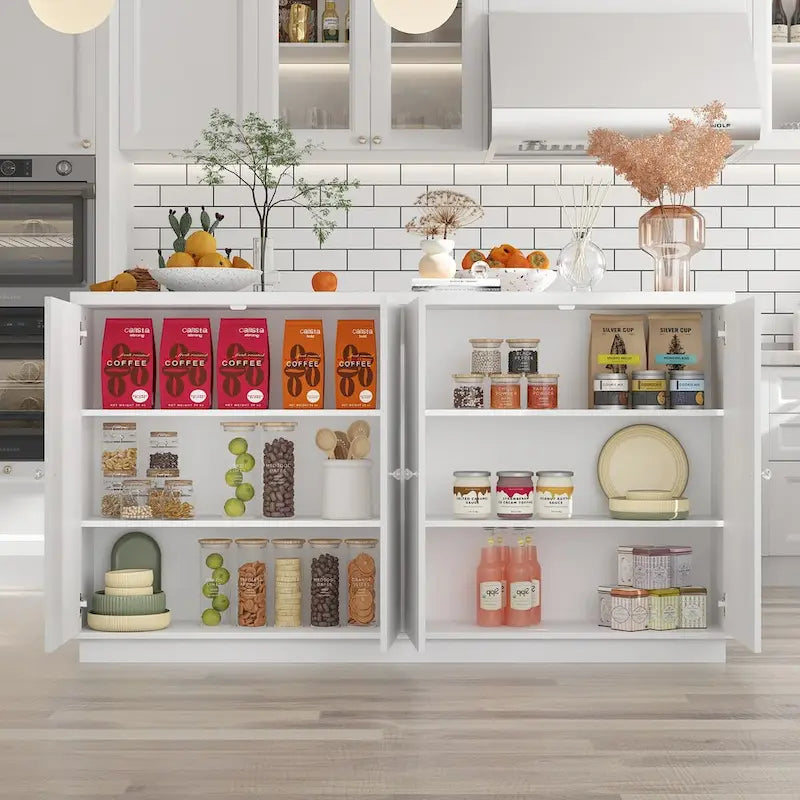 Bahut blanc avec de nombreux compartiments de rangement pour la maison moderne - 63