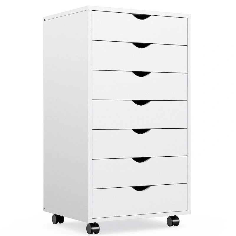 Commode 7 tiroirs - Commodes de rangement à roulettes Meuble de rangement en bois Tiroirs de rangement mobiles pour le bureau