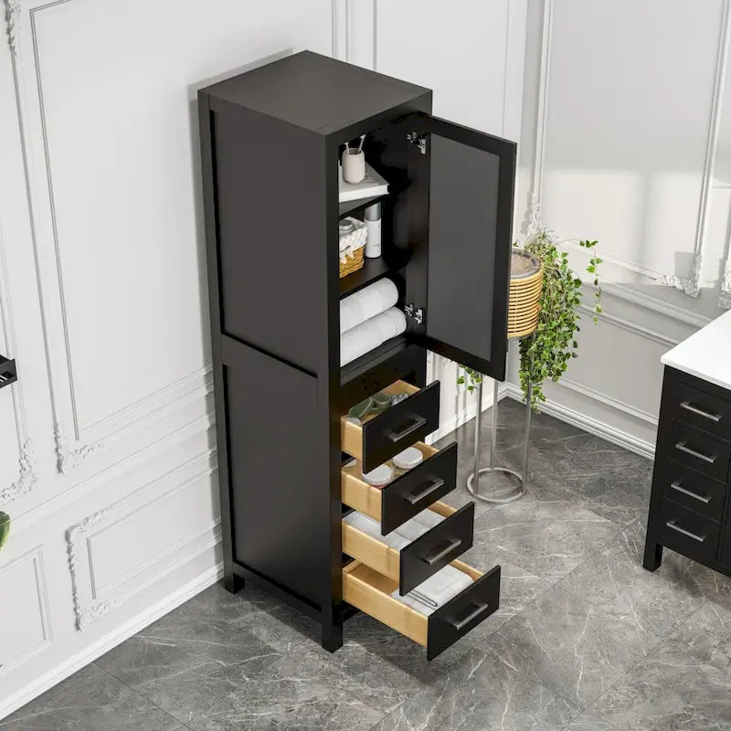 Meuble à linge autoportant couleur espresso, 18 po L x 20 po P x 72 po H
