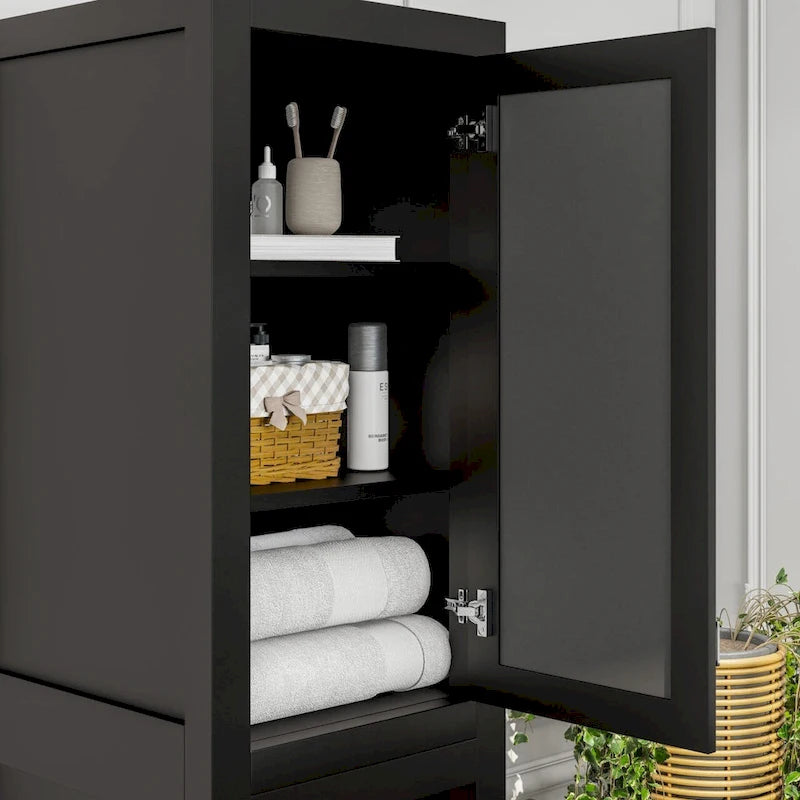 Meuble à linge autoportant couleur espresso, 18 po L x 20 po P x 72 po H