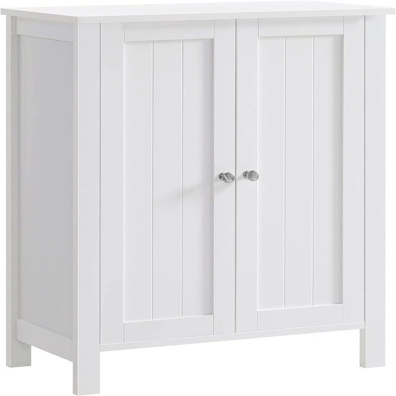 Meuble de rangement sur pied pour salle de bain avec étagère réglable et porte