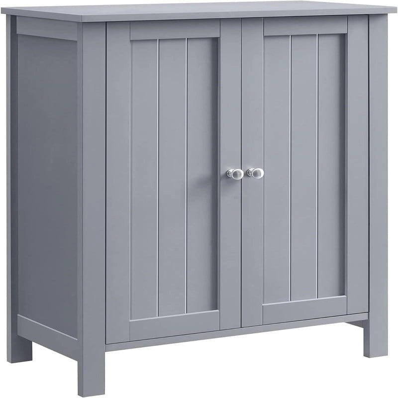 Meuble de rangement sur pied pour salle de bain avec étagère réglable et porte