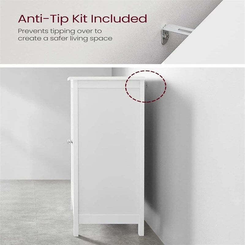 Meuble de rangement sur pied pour salle de bain avec étagère réglable et porte