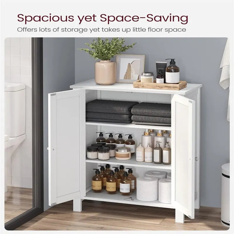 Meuble de rangement sur pied pour salle de bain avec étagère réglable et porte
