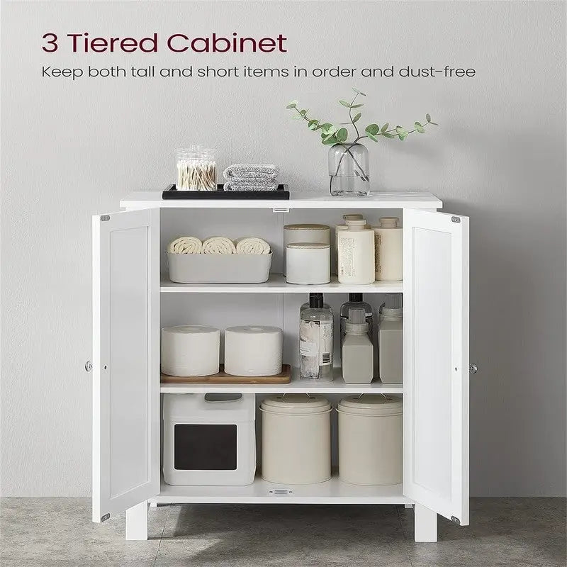 Meuble de rangement sur pied pour salle de bain avec étagère réglable et porte