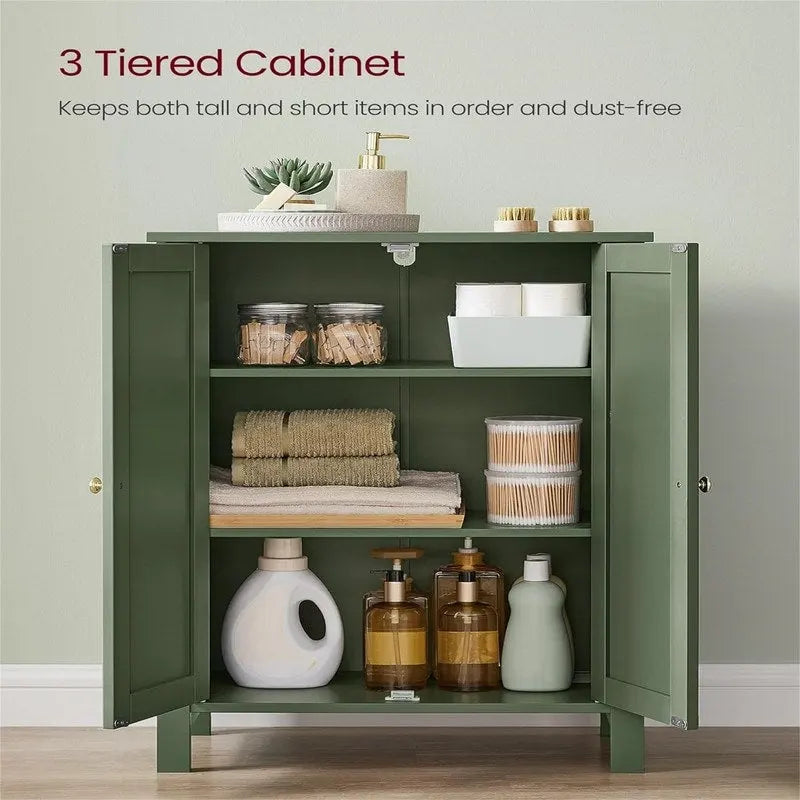 Meuble de rangement sur pied pour salle de bain avec étagère réglable et porte
