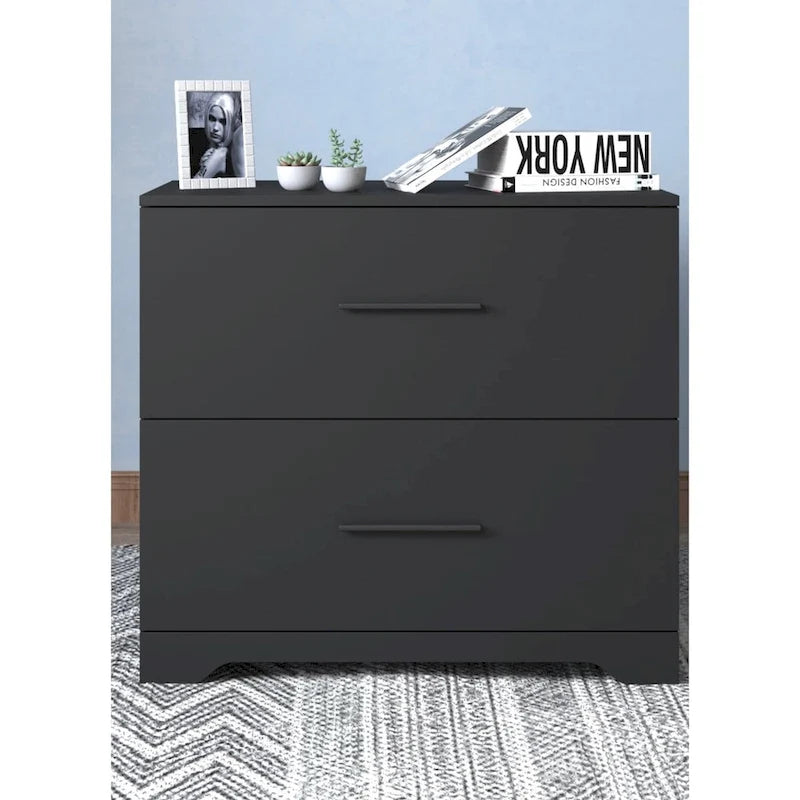Caisson de bureau à 2 tiroirs, meuble de rangement pour bureau à domicile, noir