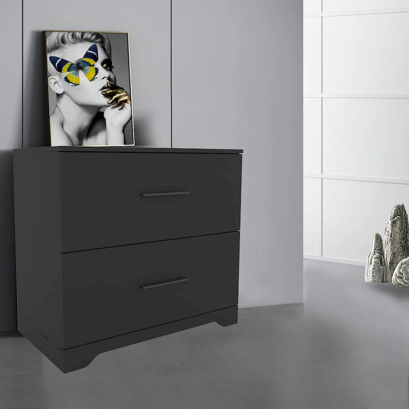 Caisson de bureau à 2 tiroirs, meuble de rangement pour bureau à domicile, noir