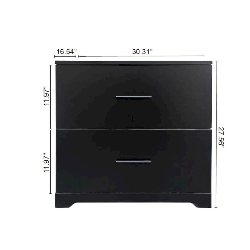 Caisson de bureau à 2 tiroirs, meuble de rangement pour bureau à domicile, noir