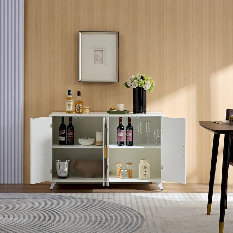 Buffet moderne avec portes de rangement et étagères réglables