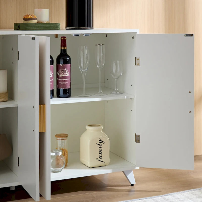 Buffet moderne avec portes de rangement et étagères réglables