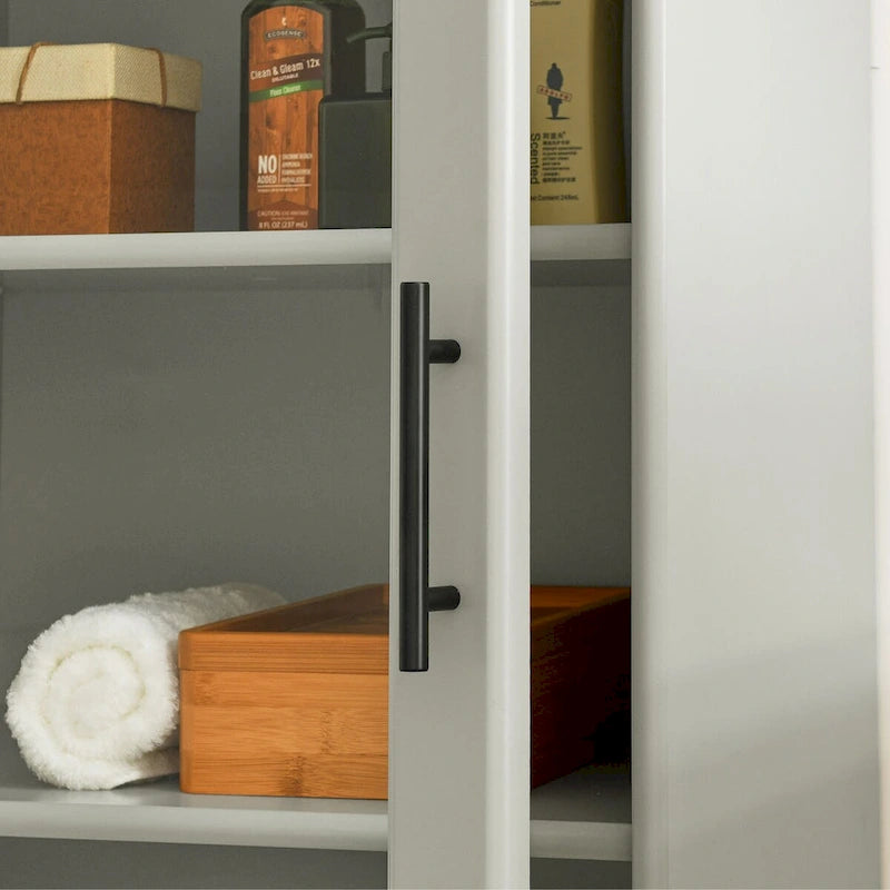 Armoire sur pied autoportante avec porte vitrée et étagère intérieure réglable