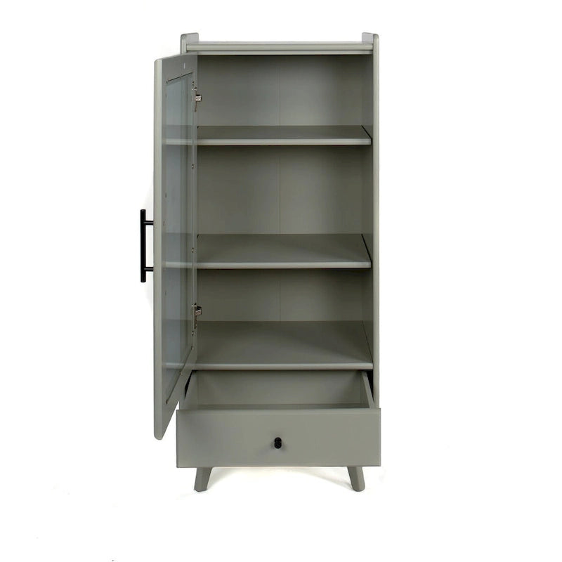 Armoire sur pied autoportante avec porte vitrée et étagère intérieure réglable
