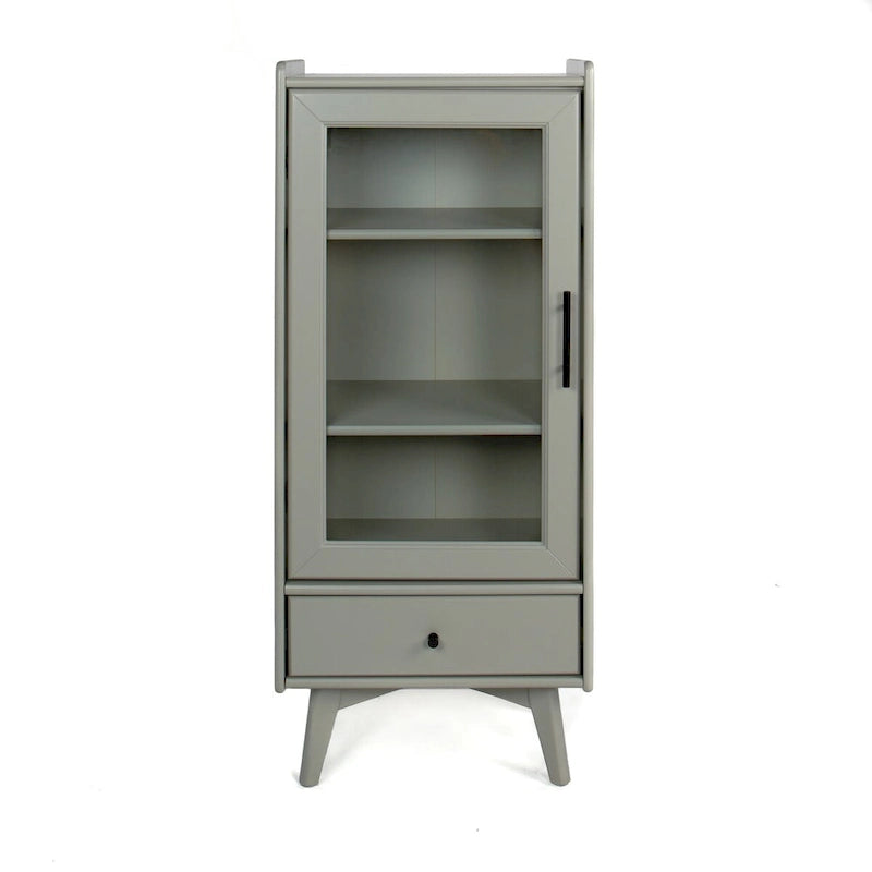 Armoire sur pied autoportante avec porte vitrée et étagère intérieure réglable