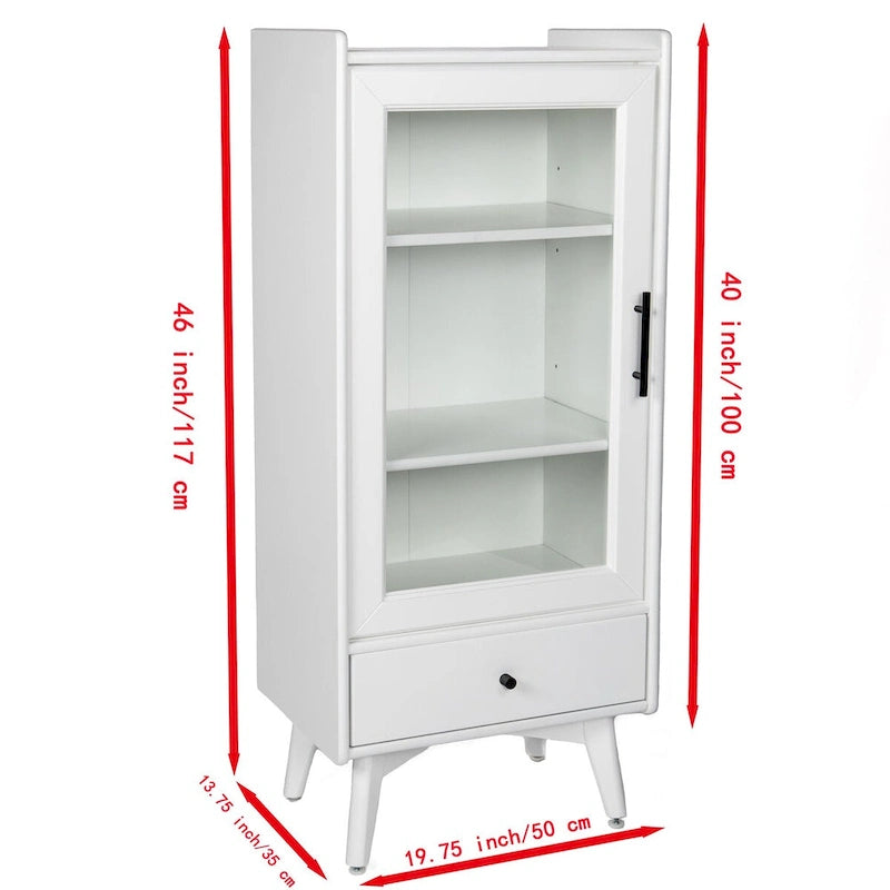 Armoire sur pied autoportante avec porte vitrée et étagère intérieure réglable