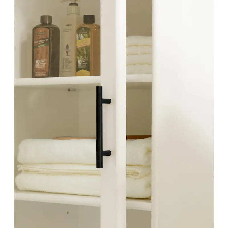 Armoire sur pied autoportante avec porte vitrée et étagère intérieure réglable
