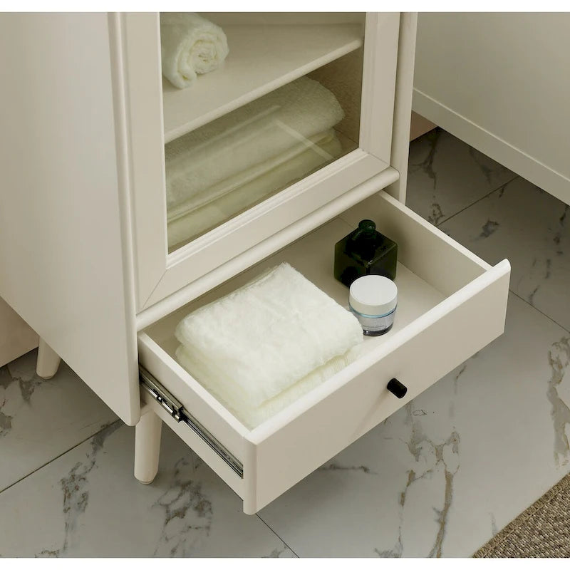 Armoire sur pied autoportante avec porte vitrée et étagère intérieure réglable