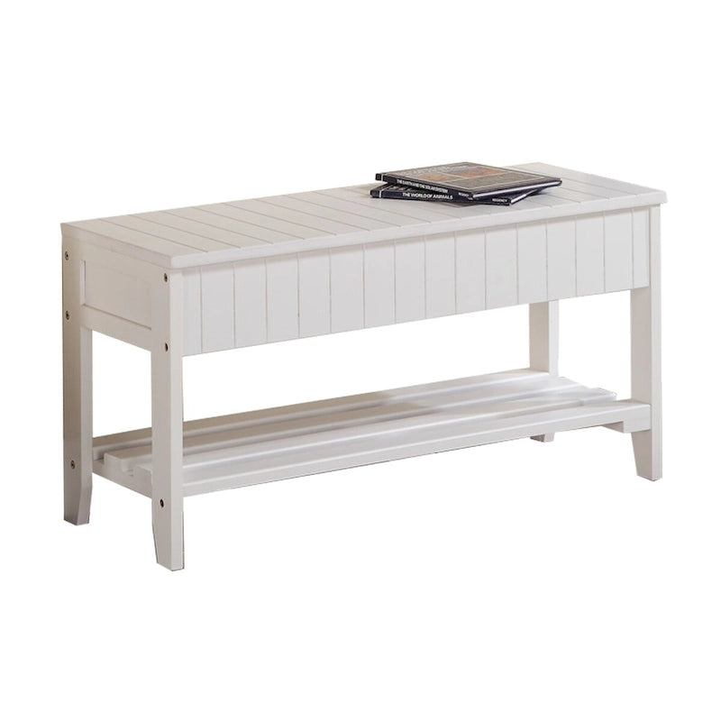 Banc d'entrée de qualité en bois massif avec rangement à abattant et assise rembourrée