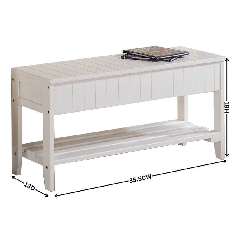 Banc d'entrée de qualité en bois massif avec rangement à abattant et assise rembourrée