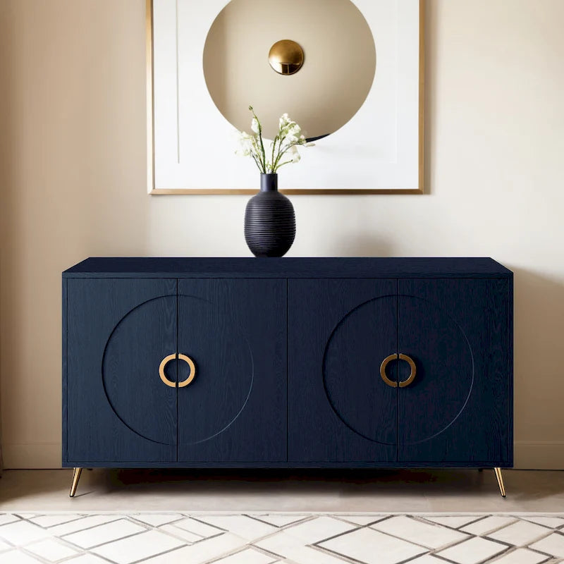 Buffet-Vaisselier Contemporain Laqué à 4 Portes en Bois, pour Salon