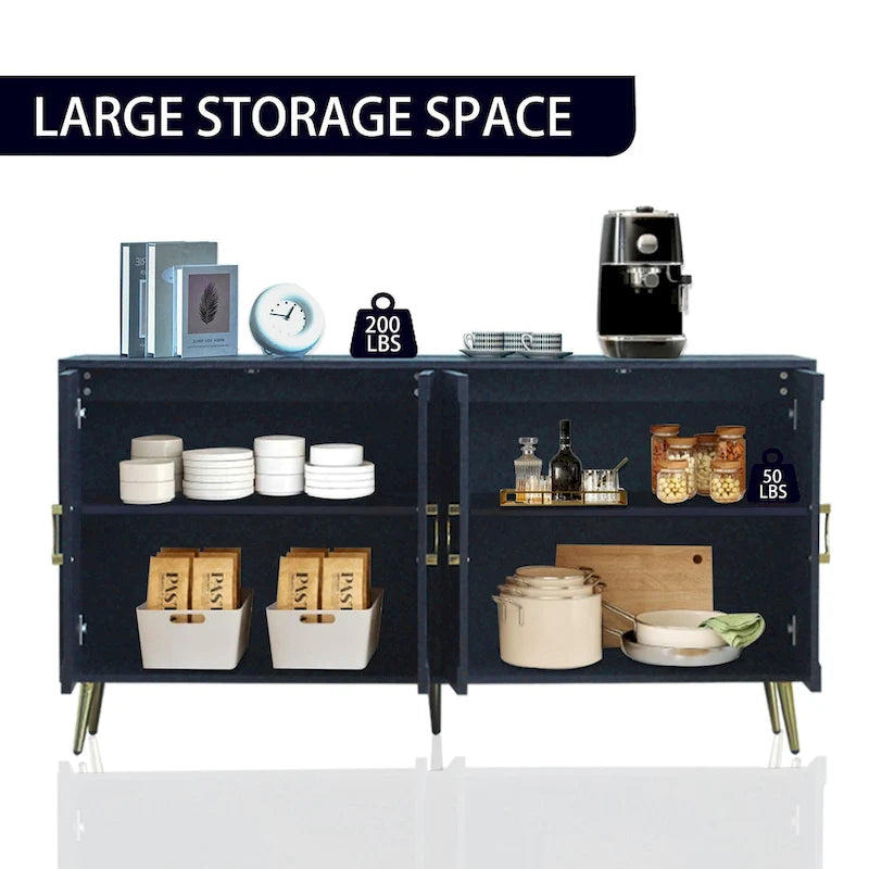 Buffet-Vaisselier Contemporain Laqué à 4 Portes en Bois, pour Salon