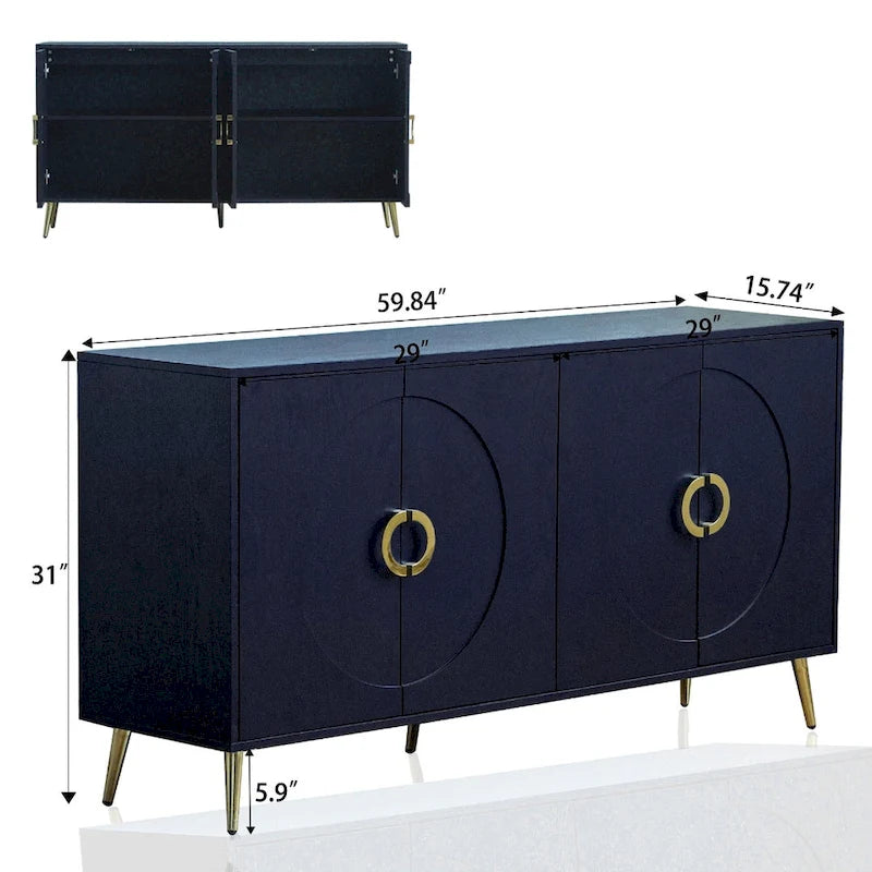 Buffet-Vaisselier Contemporain Laqué à 4 Portes en Bois, pour Salon